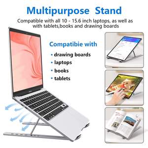 Compatible avec MacBook pour une utilisation de bureau Support d'<span class=keywords><strong>ordinateur</strong></span> <span class=keywords><strong>portable</strong></span> en aluminium pliable à 7 niveaux Support métallique <span class=keywords><strong>portable</strong></span> 18 pouces - Product Image 5
