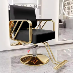 Modern <b>Barber</b> Shop Furniture <b>Set</b> Black Gold Hydraulic <b>Barber</b> Chair Shampoo Bed Salon Cabinet Complete Hair Salon Equipment - Product Image 3