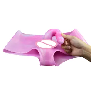 FAAK Silicone Kangaroo Dildo Pants Fantasy Strap-on Penis Anal Plug Stretchable Sex Toys For Women Lesbian Sissy Training