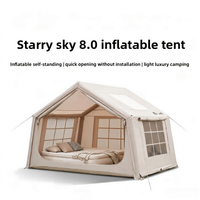 Tente gonflable d'extérieur portable quatre saisons pour 3-4 personnes, grande capacité, imperméable, avec pompe électrique, en tissu Oxford 210D, pour le camping
