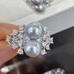 WENCHI 11700 DIY Accessory S925 Silver <b>Ring</b> Empty Holder <b>11</b>-13mm Round for Loose Pearls - Product Image 4