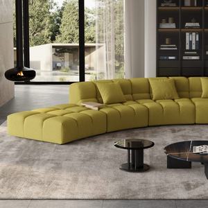 Canapé d'angle modulaire en polaire Teddy, style italien minimaliste, personnalisable, avec module de charge sans fil, pour le mobilier de salon - Product Image 1