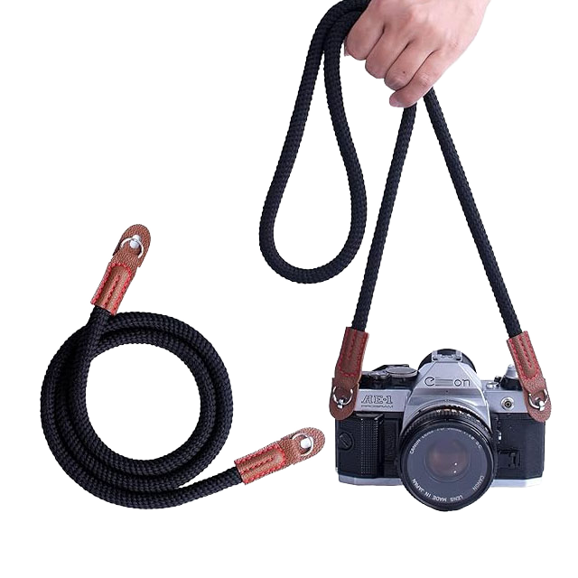 Wholesale 100cm Black Round Nylon Solid Camera Neck Shoulder Sling Straps Outdoor Crossbody Climbing Rope for DSLR SLR