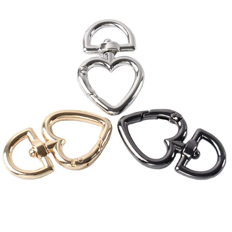 Открытое кольцо в форме сердца с пружинной застежкой, металлическая подвеска для ювелирных изделий, брелок-крючок
