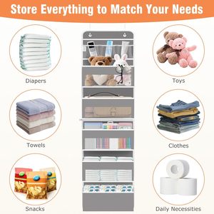 Over The Door Organizer 6 <b>Shelves</b> Detachable Hanging Storage Solution With 5 Large Pockets And 3 PVC Pockets Grey - Product Image 6