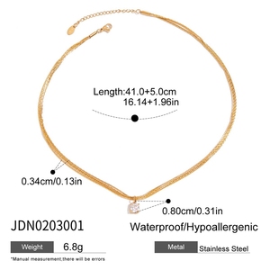 JFJEWER Jewelry Collier minimaliste en acier inoxydable plaqué or 18 carats avec pendentif en zircon cubique Cain pour string - Product Image 5