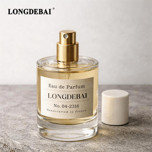 Wholesale Clear Empty Round Crimp Pump Spray Perfume <b>Bottles</b> 50ml 100ml Glass Perfume <b>Bottle</b> with Custom Sticker and White Cap - Product Image 2