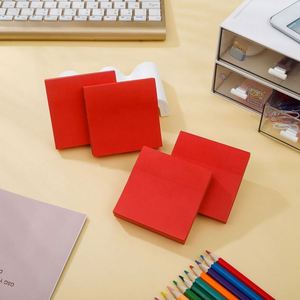 100 Sheets Solid Red Square Self-Adhesive Sticky Notes Set Vibrant Single-Hue <b>Memo</b> <b>Pads</b> Office School Daily - Product Image 6