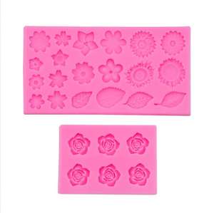 <span class=keywords><strong>Molde</strong></span> Decorativo para Pastel con Diseño <span class=keywords><strong>de</strong></span> Rosas, Hojas, Girasoles, Margaritas Pequeñas, Combinaciones <span class=keywords><strong>de</strong></span> Flores y Hojas, Ecológico, Color <span class=keywords><strong>Rosa</strong></span> Chocolate - Product Image 3