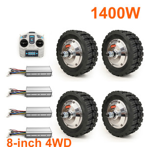 4륜 구동 8인치 1400W 허브 기어 모터 휠 DIY 휴대용 플랫폼 카트 운반 핸드 트럭 트롤리 개조 키트 - Product Image 1