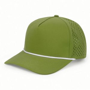 Wholesale High Quality <b>Waterproof</b> Laser Cut Hole Perforated Dad <b>Hat</b> With Custom Logo Baseball Caps With Rope - Product Image 5