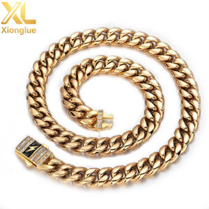 12MM European American Trendy Unisex Bangles Cuban Chain Zircon Spring Buckle 18K Gold Plated Hip Hop Inspired Claw Setting - Product Image 1