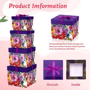 Square cardboard storage <b>box</b>, customizable for occasions such as birthdays, <b>weddings</b>, etc - Product Image 3