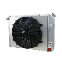 GTGMOTO Nouveau Radiateur en Aluminium à 4 Rangées avec Ventilateur pour Chevy Nova 1968-74/Camaro 70-81/El Camino 75-87