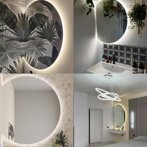Specchio da <span class=keywords><strong>Bagno</strong></span> Grande Senza Cornice <span class=keywords><strong>con</strong></span> Illuminazione per Interni di Hotel, Specchio Intelligente Irregolare a Mezza Luna, Specchio LED per <span class=keywords><strong>Bagno</strong></span> - Product Image 5