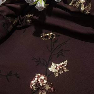 Vente directe d'usine, tissu en maille tricotée de style national Hanfu, bordure en dentelle, 100% rayonne, broderie classique de fleurs et de perles - Product Image 3