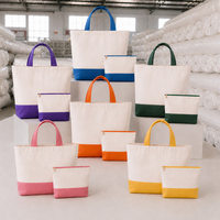 Tas Makeup Kanvas Jahit Khusus dengan Ritsleting, Set 2 Buah, Tas Tangan Kosong, Tas Hadiah Promosi & Iklan
