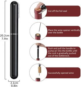 Ensemble tire-bouchon de luxe en plastique avec pompe à air intégrée, ouvre-bouteille facile à utiliser, personnalisable avec logo, vente en gros usine - Product Image 4