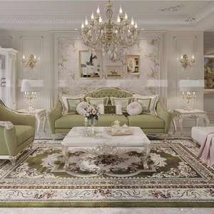 أريكة قطاعية فاخرة على الطراز الفرنسي القصري، مصنوعة من الخشب الصلب المنحوت، بأسلوب أوروبي شبه كلاسيكي لغرفة المعيشة وأثاث الفيلات - Product Image 4