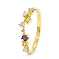 Bague élégante en argent sterling 925 SY OEM Jewelry, tendance, géométrique, avec zircon coloré taille ronde, cadeau idéal pour la Saint-Valentin