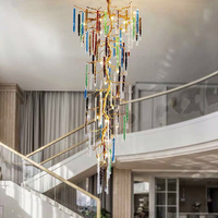 Plafonnier led suspendu en verre avec gouttes de pluie, design moderne de luxe, pour escalier, bulles claires, long lustre