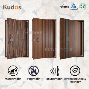 Haupteingang Außen Walnuss Massivholz Große Haustür Einzel aluminium Moderne Vordere ingang Holz Drehtür - Product Image 4