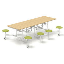 <b>Dining</b> Table And <b>Chair</b> Set <b>8</b> Person Stainless Steel Canteen Restaurant School Student Use - Product Image 5