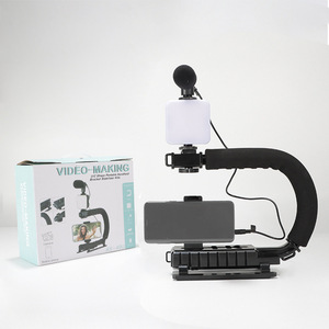 Soporte estabilizador para teléfono móvil Bediro en forma de U con luz de relleno y micrófono para grabación de video AY-49U - Product Image 1