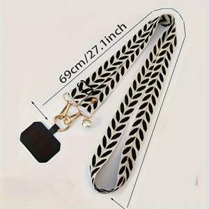 Cordon de téléphone réglable en polyester, sangle de cou anti-perte, large sangle en tissu, longue sangle bandoulière, pendentif perle pour téléphone portable - Product Image 5