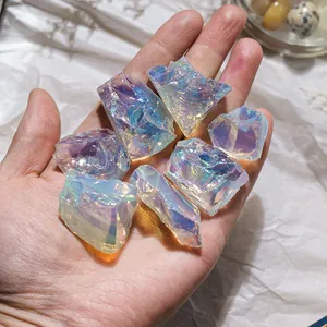 Wholesale natural stone white raw crystal aura opal colorful bulk crystals