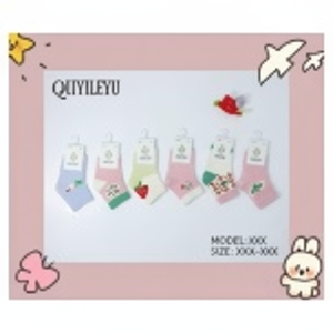 Calcetines de bebé para niñas, talla 0-1, antideslizantes y transpirables, de punto de algodón y nailon, estilo de moda con logotipo personalizado estampado High Crew - Product Image 1