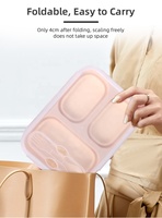 2024 nouveaux produits sans Bpa Silicone pliant Bento boîte à lunch mignon enfants boîte à lunch Bento ensemble personnalisé boîte à lunch enfants ensemble pour l'école