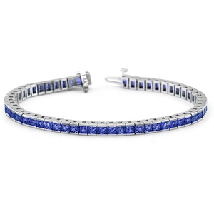 Bracelet classique en rhodium, argent sterling 925, bracelet fin, bracelet tennis saphir rose princesse pour filles - Product Image 2