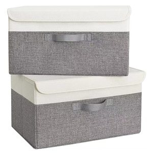 Scatola portaoggetti rettangolare pieghevole in tessuto di alta qualità con coperchio, grande capacità, organizer <span class=keywords><strong>per</strong></span> vestiti, scarpe e giocattoli <span class=keywords><strong>per</strong></span> sala giochi, <span class=keywords><strong>cameretta</strong></span> e <span class=keywords><strong>armadio</strong></span> - Product Image 1