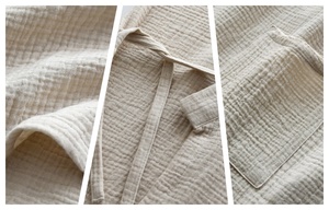 Camicia da Notte in Puro <span class=keywords><strong>Cotone</strong></span> per Coppie, Tinta Unita, Sottile, Ampia, <span class=keywords><strong>Accappatoio</strong></span> Traspirante per <span class=keywords><strong>Uomo</strong></span> e Donna, Abbigliamento Casual Primaverile ed Estivo - Product Image 2