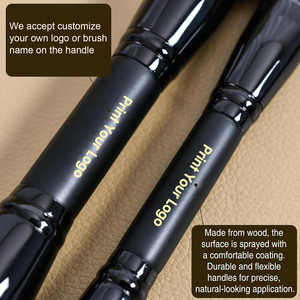 <span class=keywords><strong>Pinceau</strong></span> de maquillage double embout <span class=keywords><strong>Kabuki</strong></span> de haute qualité à manche en bois noir, marque privée, pour fond de teint, poudre et sourcils - Product Image 4