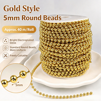 Guirlande de perles rondes en ABS de 5 mm pour décorations de Noël et de fête, prix d'usine, utilisation intérieure/extérieure