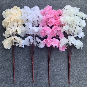 O-314 ของตกแต่งงานแต่งงาน กิ่งดอกไม้ประดิษฐ์สีขาว 5 กิ่ง ช่อหนา สำหรับตกแต่ง<span class=keywords><strong>ต้น</strong></span>ซากุระ - Product Image 1