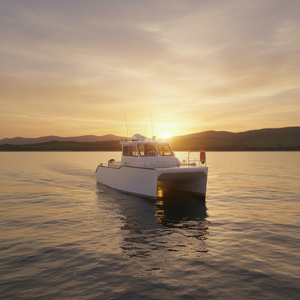 Bateau de pêche catamaran <span class=keywords><strong>en</strong></span> aluminium soudé DK-CM32 de 32 pieds, coque <span class=keywords><strong>en</strong></span> V profond, stabilité supérieure, bateau rapide offshore, hors-bord, sport, tourisme - Product Image 1
