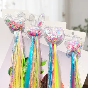 HC201A Wholesale cute girl unicorn cartoon hairclips children hairpin accessories colorful bow wigs princess girls headwear