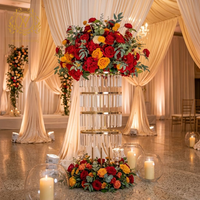 Nouveau support à fleurs en fer doré pour la décoration de table de mariage, fournitures de mariage, vase à fleurs