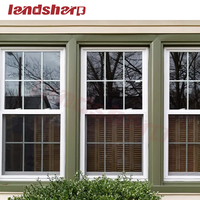 Ventanas de aluminio de doble acristalamiento de tamaño personalizado resistente a Landsharp, diseño de parrilla de ventana francesa duradera de un solo colgado