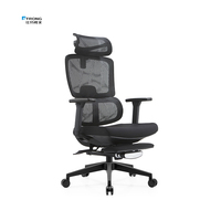 Chaise de bureau ergonomique confortable de luxe en maille à dossier haut avec repose-pieds