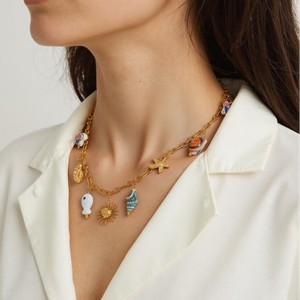 Collar de Acero Inoxidable con Colgante de Estrella de Mar y Concha, Estilo Europeo Americano, Tema Marino, Joyería Casual de Moda para Mujer - Product Image 3