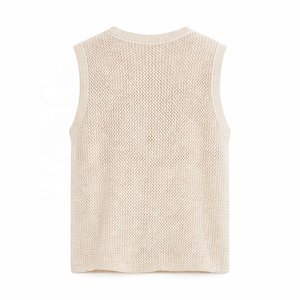 <span class=keywords><strong>Gilet</strong></span> Senza Maniche da <span class=keywords><strong>Uomo</strong></span> Personalizzato, Traspirante, <span class=keywords><strong>Beige</strong></span>, a Maglia Aperta, Collo Tondo, Top Casual Estivo per Stratificazione, 100% Cotone - Product Image 2