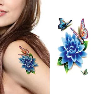 3D กันน้ํา Tattoo สติกเกอร์ดอกไม้ผีเสื้อบุคลิกภาพที่กําหนดเองจําลอง Rose รอยแผลเป็น Tattoo สติกเกอร์