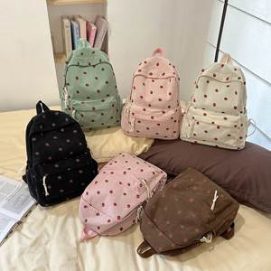 <b>Lightweight</b> Corduroy Cute Strawberry Girls Student <b>Backpack</b> Fashionable Polyester Lining School Bag - Product Image 3