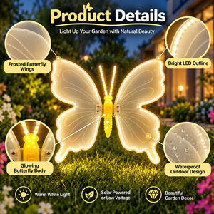 Lampe de jardin LED imperméable en forme de papillon, lampe décorative extérieure à haute luminosité pour pelouse, cour, patio, jardin - Product Image 4