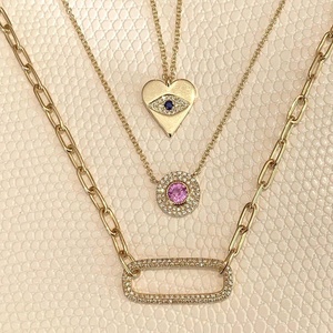 Collier pendentif cœur en métal œil du diable pour femme, bijoux neutres - Product Image 2