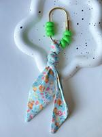 Breloque de sac à main perlée avec foulard imprimé léopard et pois, pendentif de sac à main avec mousqueton doré, accessoire décoratif pour sac à main femme